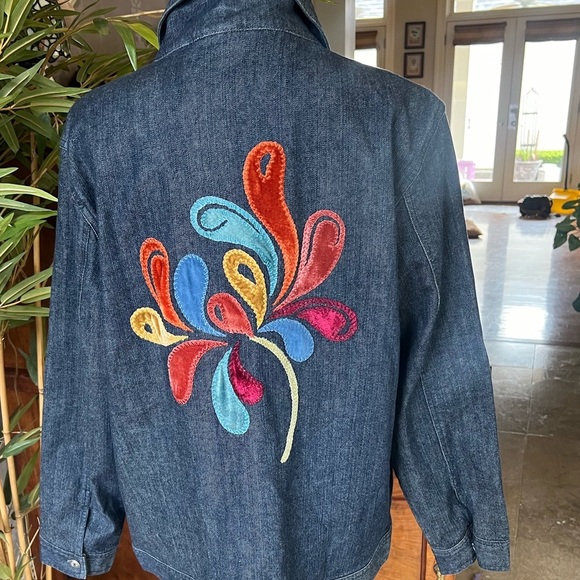 iOS Embellish ladies denim jacket. large. NWOT. Never. Worn. Perfect condition - Picture 9 of 16